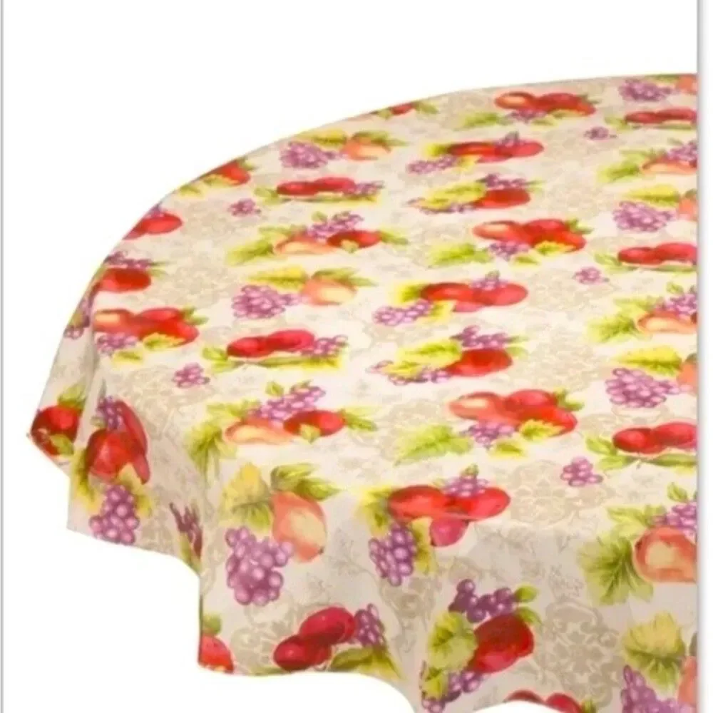 Harvest Fruit Vinyl Table Cover Apple Grapes Pears Wipes Clean 70